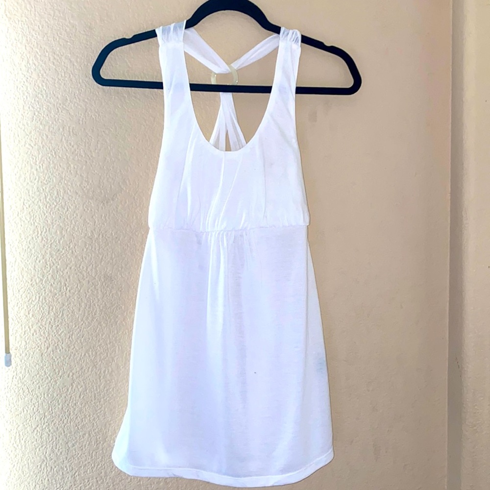 WHITE HALTER TOP - L
